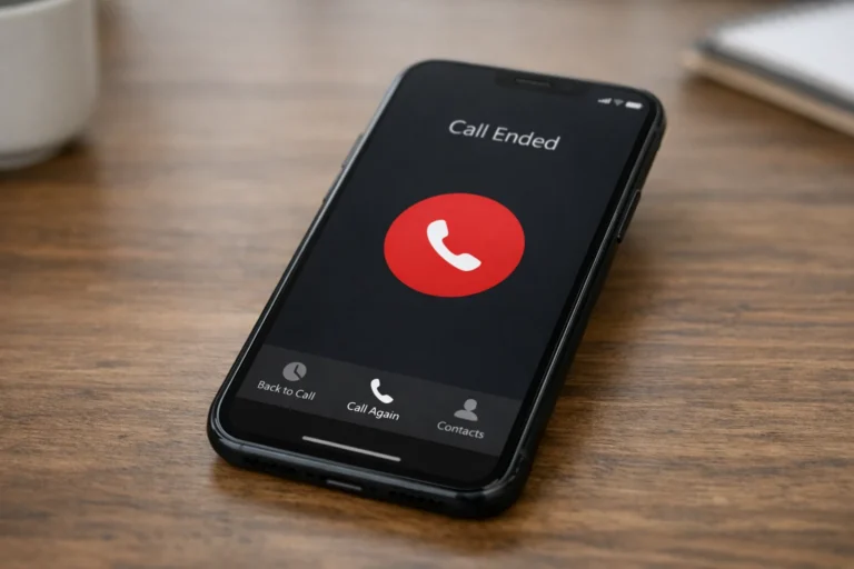 Phone hang up issue shown on a smartphone call ended screen