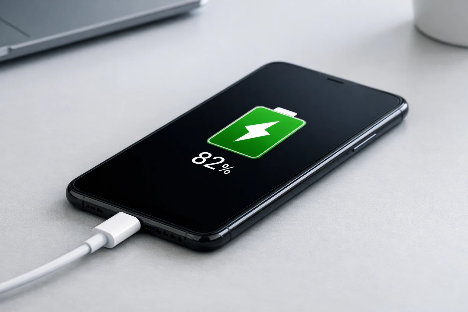 A smartphone connected to a charger, showing why phones get hot while charging