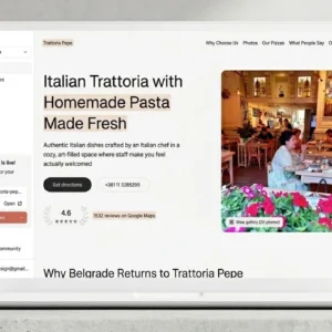 Professional laptop display showing Brila AI interface for building websites from Google reviews.